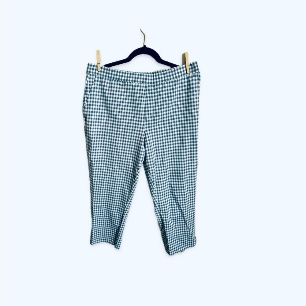 Gingham Cropped Pants in Blue and White